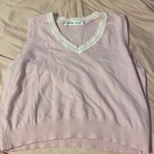 Pink vest sweater sort thing. Preppy top thing with stripes. 11-12 Girls preppy